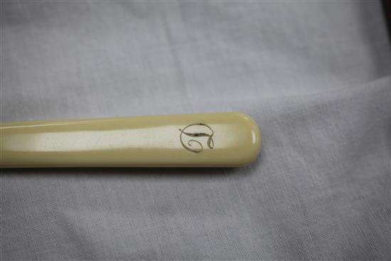 An early 20th century part canteen of silver plated Hanovarian pattern cutlery, width 33in.